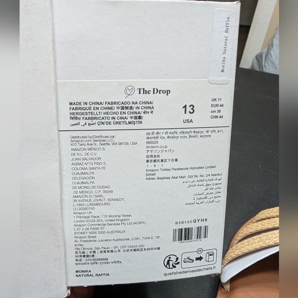 The Drop Monika Raffia Slip On Natural Tan Flat H-Band Slide Sandals Size 13 - Picture 4 of 4